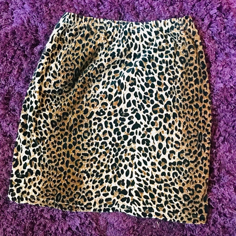 Vintage leopard print mini skirt elastic waistband